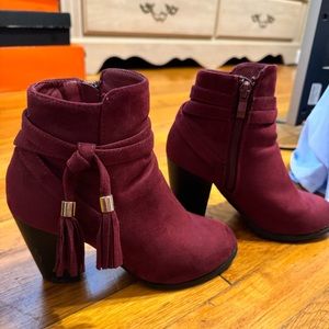Burgundy Booties with tassel